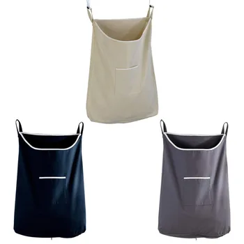 

Hanging Laundry Bag Hamper Door Behind Washing Clothes Storage Basket W/2 Hanger Organizer Laundry Bag for Clothes