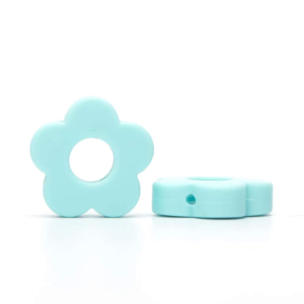 10 шт. силиконовые бусины 27 мм цветок детское ожерелье для прорезывания зубов игрушки DIY ремесла Perle силиконовые стоматологические BPA бесплатные Детские продукты - Цвет: Blue Green