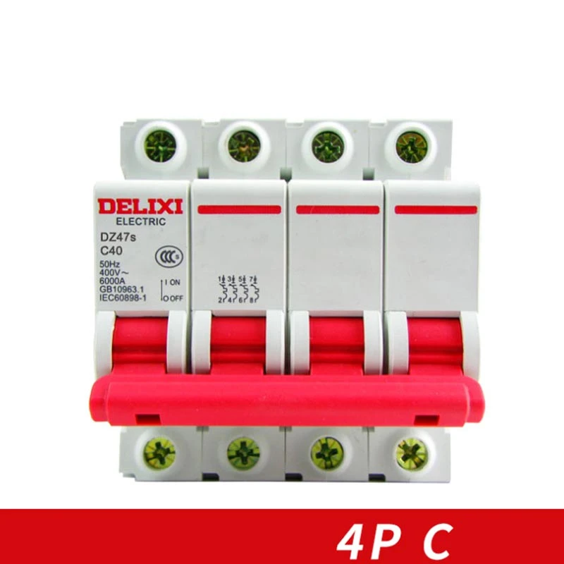 Circuito en miniatura interruptor automático de aire MCB DELIXI, Curvers de 4 polos "C" 10A 63A 10A 16A 20A 25A 32A 40A 50A 63A|Fusibles de interruptor de circuito| - AliExpress