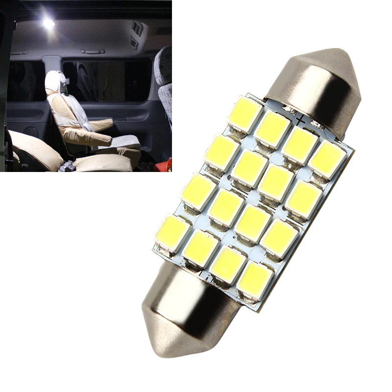

1pcs 36mm 3528 16SMD LED Car Reading Light Dome Lamp License Plate Lights Pure White Light Source Car Styling