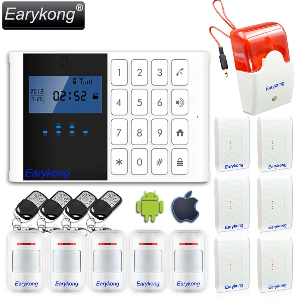 Comfortable Keyboard M2C Wireless GSM alarm system, LCD Screen, For