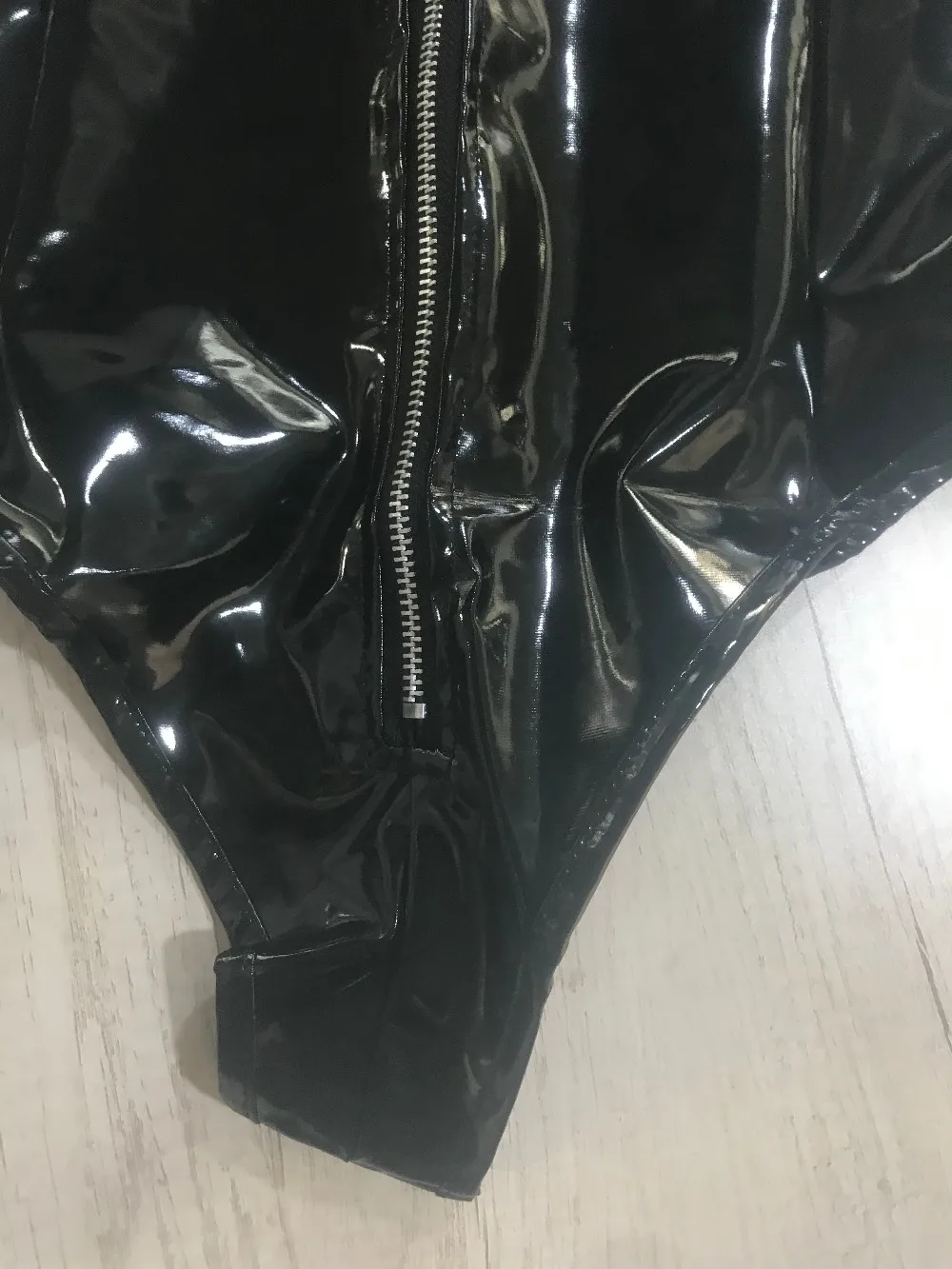 Латекс молния Wetlook боди Готический искусственная кожа Боди без рукавов Фетиш ПВХ Тедди белье эротическая Клубная одежда комбинезон в стиле фетиш