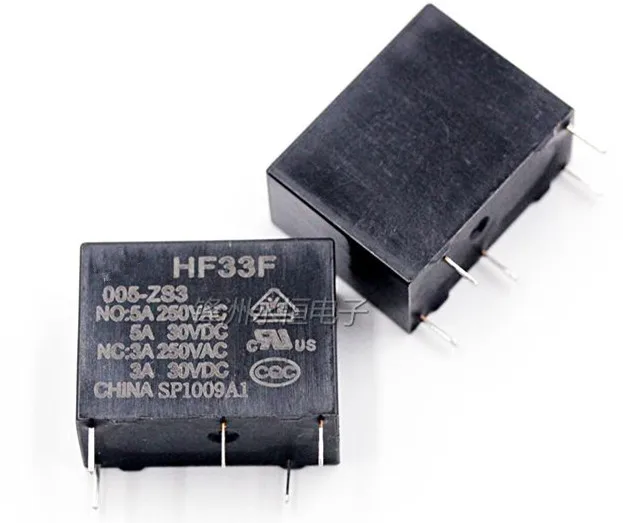10 шт 5 pins JZC-33F HF33F-005-ZS3 HF33F-012-ZS3 HF33F-024-ZS3 5 В, 12 В, 24 В постоянного тока, 3A 250VAC реле