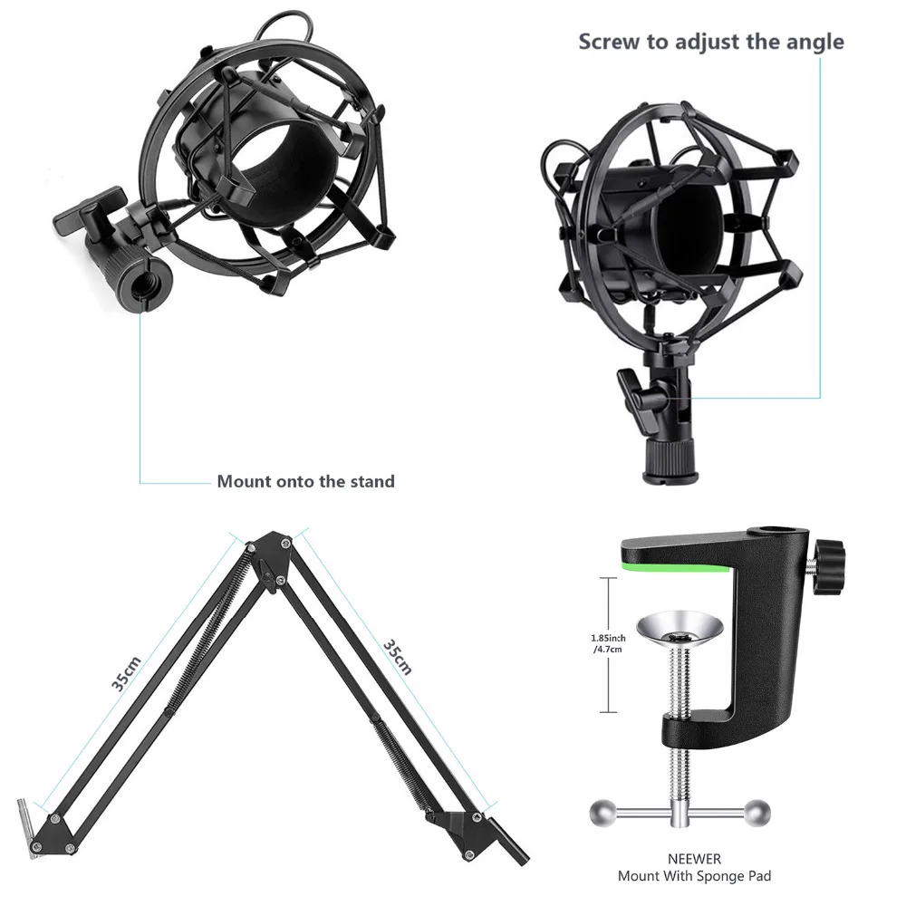Neewer NW-800 студия вещания Запись конденсаторный микрофон+ NW-35 Регулируемая Запись микрофон Подвеска ножничный кронштейн