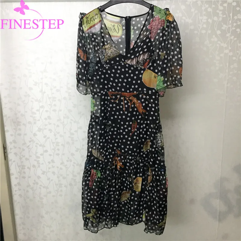 

High Quality Design Fashion V-Neck Silk Dress 100% Silk Fancy Dress Printed Flower Party Dress Women Party Dresses For Ladies