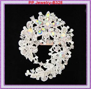 

Silver plated(60pcs/lot) Beautiful curved rhinestone wholesale brooch!!