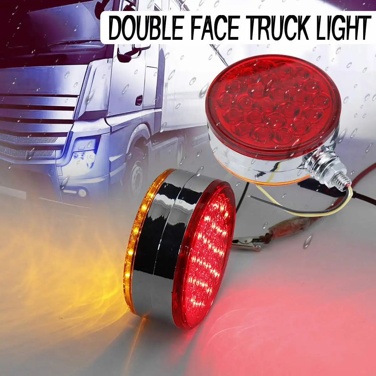 

1pcs 12v/24V Red Yellow Double Face LED Side Marker Light Stop Turn Signal Tail Lights Lamp for Trucks Car Trailer Lorry Tractor
