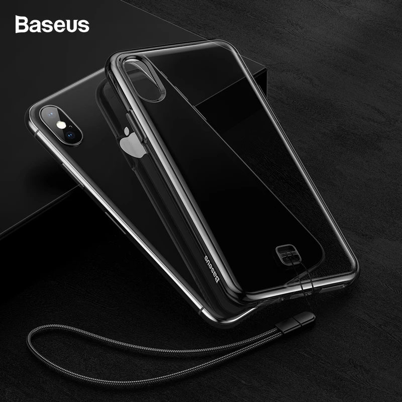 

Baseus Phone Bag Case For iPhone Xs X Coque With Lanyard Transparent Clear Protective Back Cover For iPhoneXs X Fundas Shell