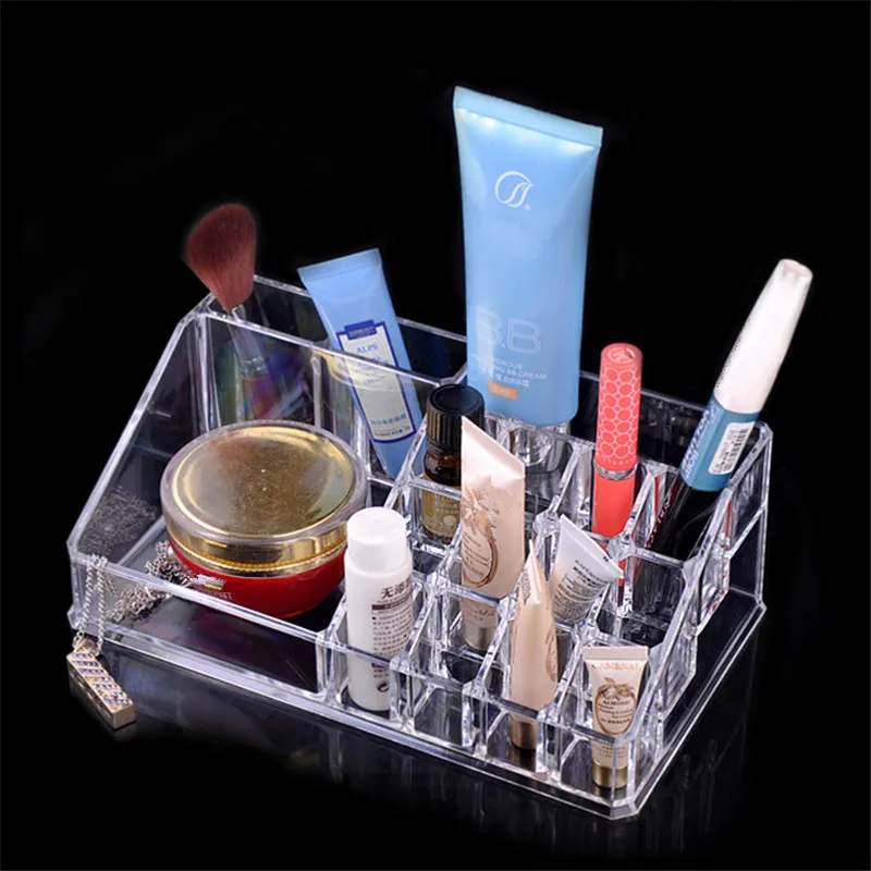 Transparent Crystal Cosmetics Lipstick Shelf Storage Box Makeup Case Organizer Storage Box Factory Direct Free Shipping