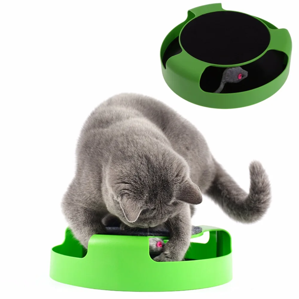 

Cat Play Toy Pet Kitten Catch The Moving Mouse Plush Scratching Claw Care Mat