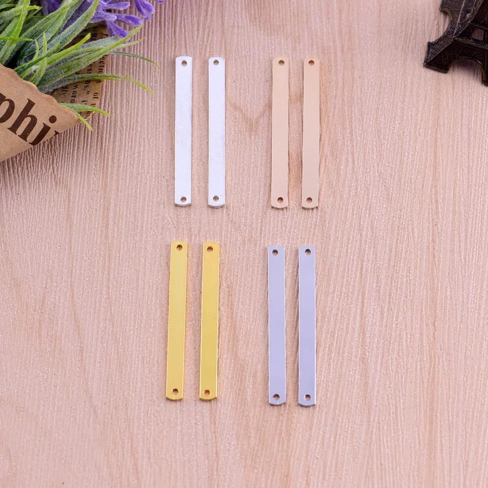 

30PCS 4*40mm Silver/Gold Plated Stamping Bar Stamping Blank long square bar Pendant Charms for Layering Necklace