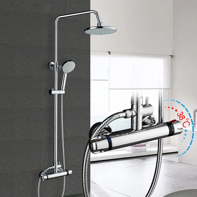 

38 ℃ intelligent constant temperature all copper tap shower set cold and hot mixer to asperse shower faucet tap bath suit