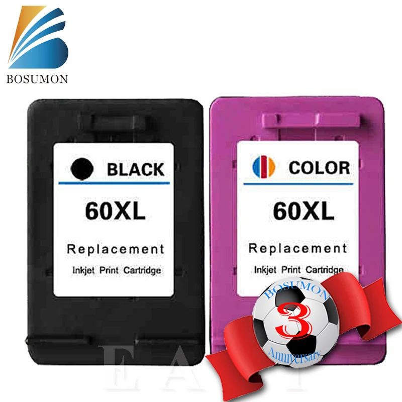 Bosumon Re manufactured 60 XL Ink Cartridge For hp 60 D1660 D1663 D2530 D2545 D2560 D2563 F2400