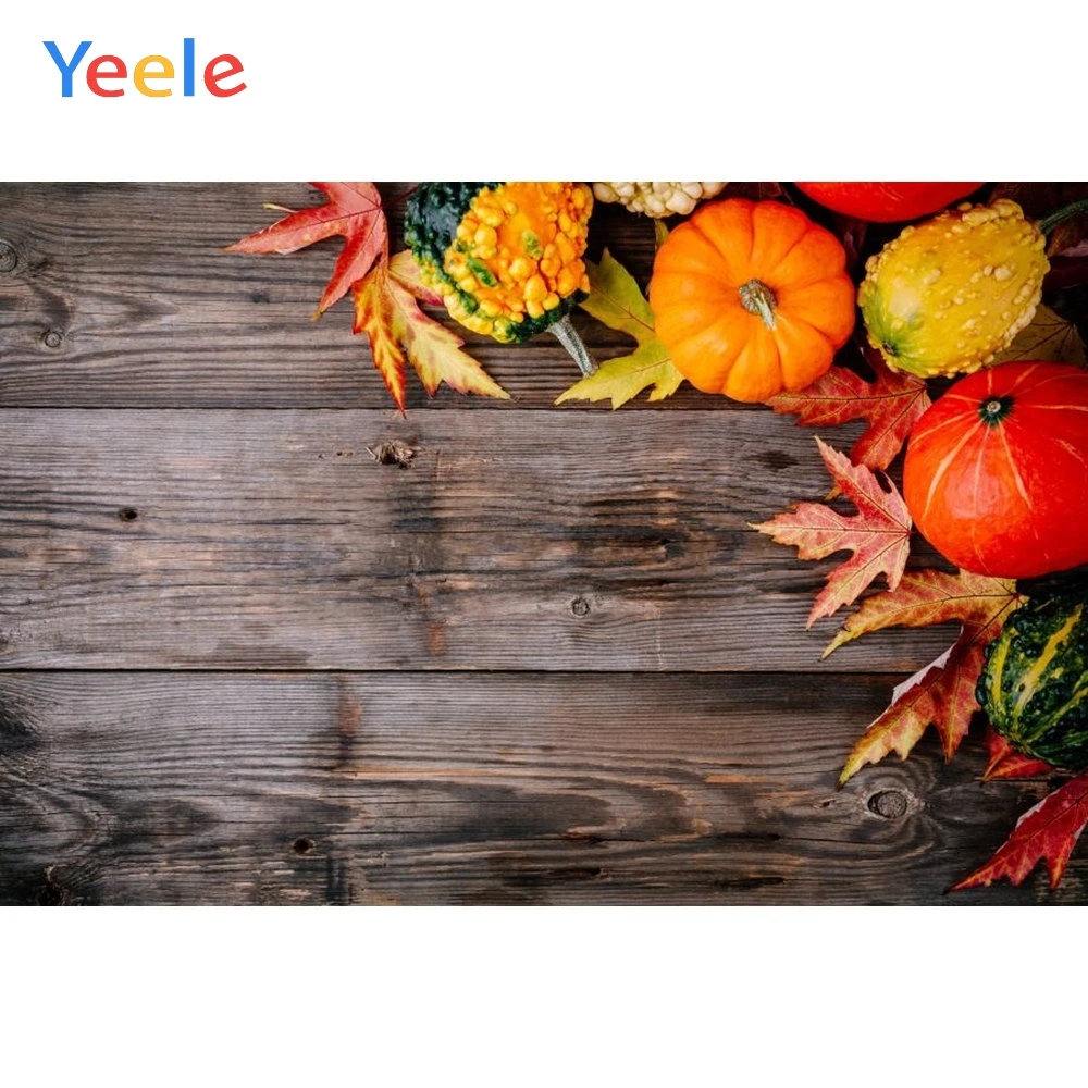 

Yeele Autumn Harvest Pumpkin Wood Board Photography Background Happy Thanksgiving Day Photocall Backdrop For Photo Studio