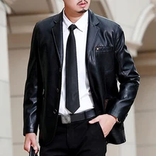 Новая мода Бизнес Стиль Jaket Kulit двигателя Высокое качество Slim Fit Blazer De Couro