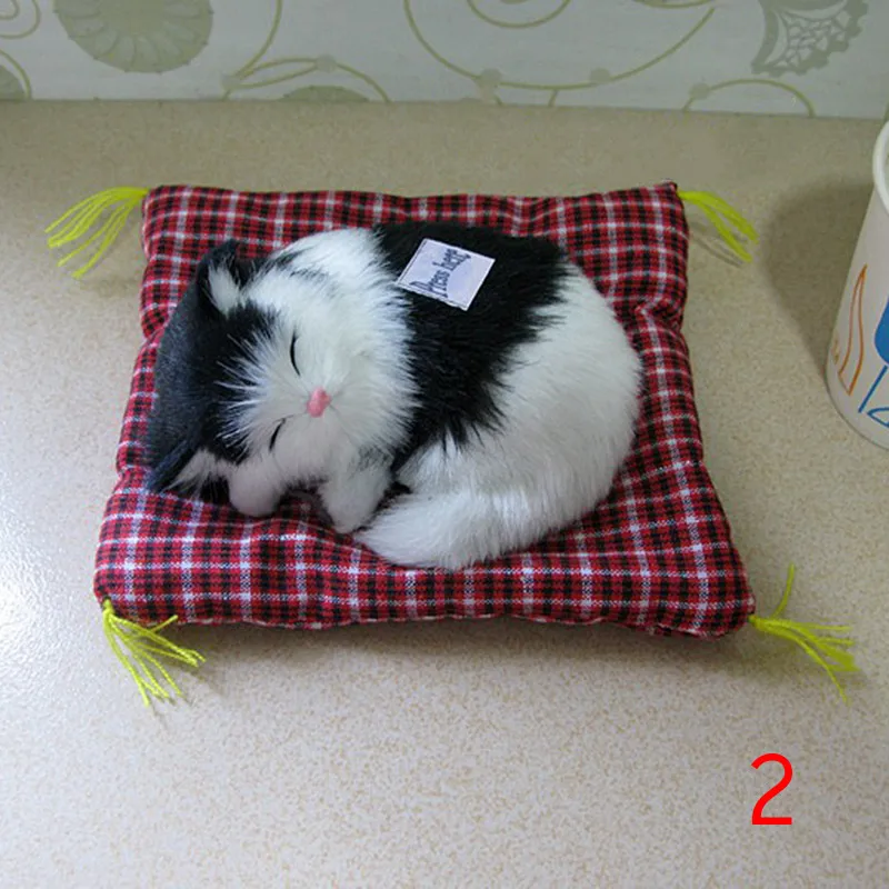 Children Toy Lovely Simulated Cat Ornaments Plush Press Miaul Sleeping Cats With Sound Toys Kids Boys Girls Gifts YJS Dropship