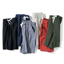 Летние новые хлопковые шорты свободные мужские повседневные шорты черный белый шнурок талия Бермуды Шорты мужские большие размеры 4XL 5XL