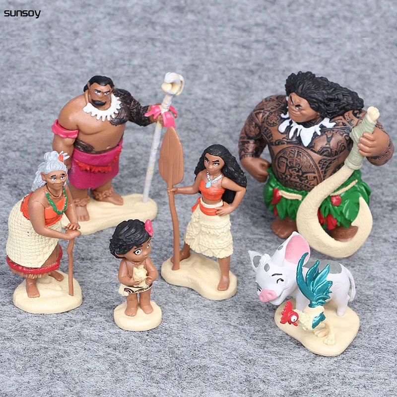 6 шт./лот Моана Мультяшные Фигурки игрушки Waialiki Hei Moana Приключения принцессы дети
