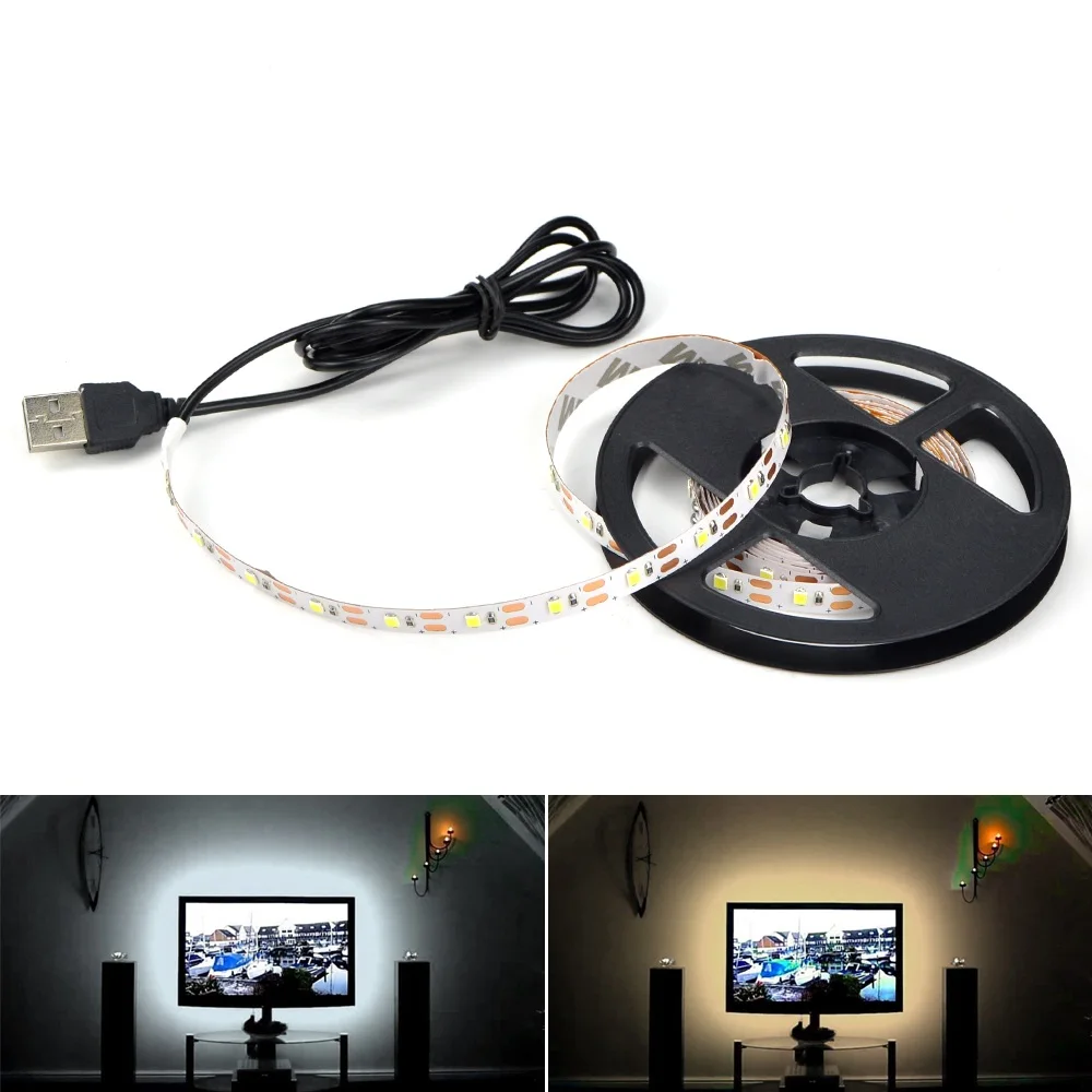 0.5-3M 3528 USB SMD 60 LED Strip Light 5V Lighting Lamp Tape Room Shop TV Decor
