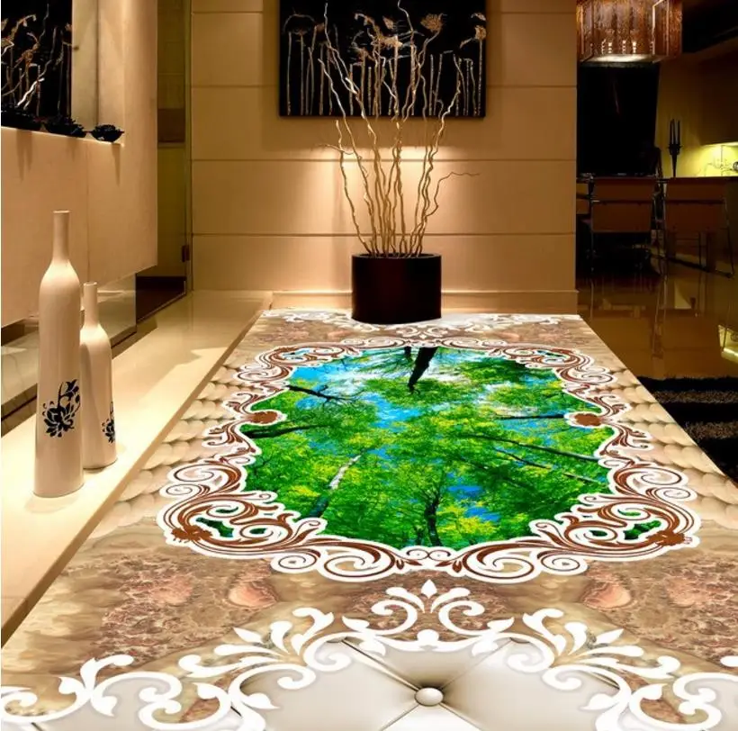 3D Floor Tiles European style Marble parquet Vinyl Wall paper Floor Modern Wall paper Home Decor