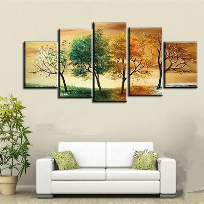 

Large Hand-painted Abstract Oil Painting Handmade Trees Landscape Paintings on Canvas Modern Home Decor Wall Art 5 Piece Picture