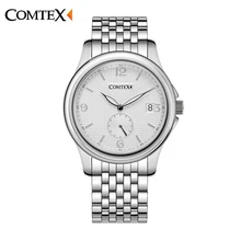 COMTEX Нержавеющей Еще Бизнес Смотреть Мужчины Люксовый Бренд Водонепроницаемый Кварцевые Часы Relogio Masculino Дата С Световой Указатель