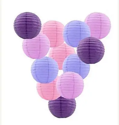 12pcs Mixed Purple Lavender Baby Blue Pink Paper Lantern Lamp