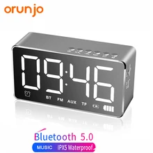 Orunjo Q31 Bluetooth Динамик зеркало светодиодный цифровой Дисплей будильник Беспроводной FM Радио электронный будильник украшения дома настольные часы