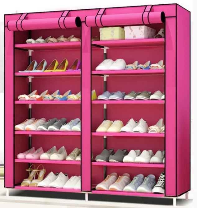 Стеллаж для обуви из нетканого материала с железной трубкой 110x120x30 см, большой шкаф для обуви, органайзер, переносная обувь для хранения обуви, домашняя мебель C119