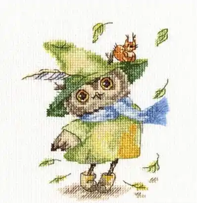 Gold Collection Lovely Counted Cross Stitch Kit Rto Owl Leaf - 