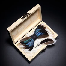 JEMYGINS, дизайн, мужской галстук-бабочка, натуральная птица, перо, бант, искусственная кожа, брошь для галстука-бабочки, деревянная коробка, подарок на свадьбу