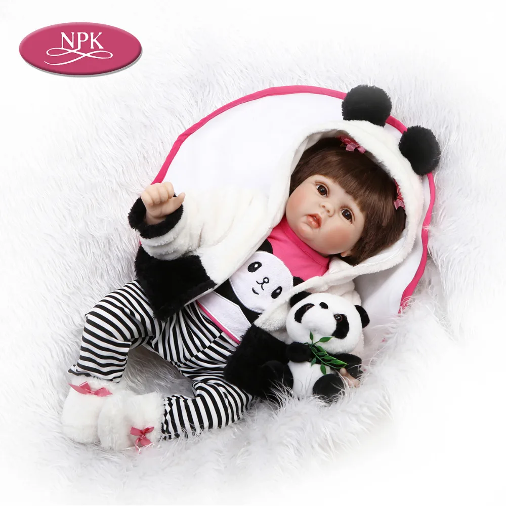 NPK 55CM Silicoen Reborn Baby Doll Soft Cotton Body Lifelike Cosplay Panda Newborn Princess Girl Toy Doll Reborn Menina 2018 (6)