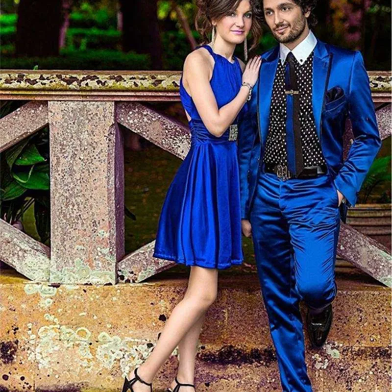

Last Design Royal Blue Mens Suits Groom Tuxedos 2017 Groomsmen Wedding Party Dinner men suit Best Man Suit Blazer (Jacket+Pants)