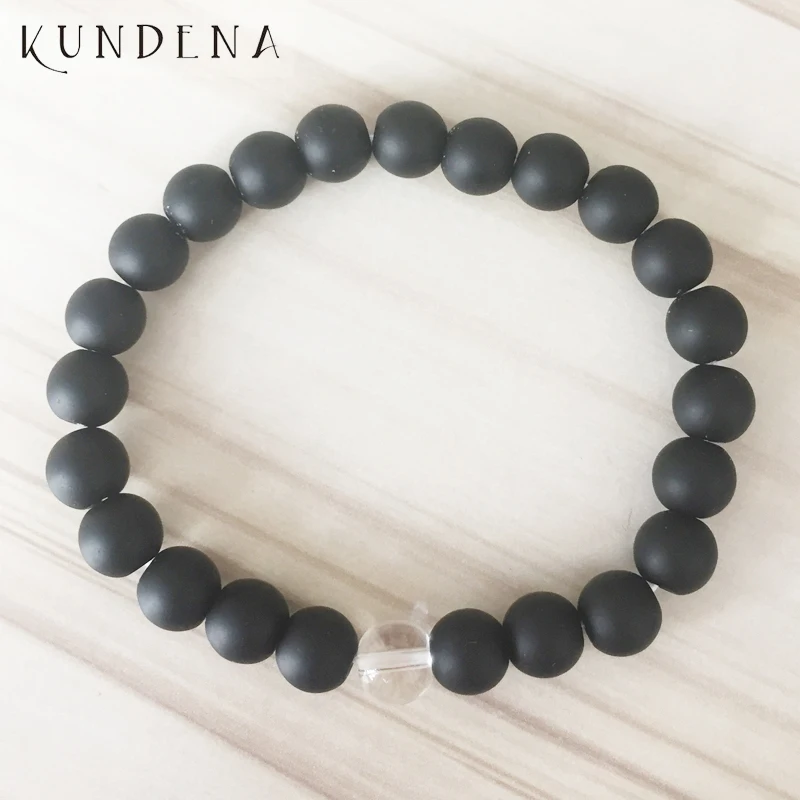 

8mm Matte Onyx beaded Bracelet For Men Black Beads Stretch wrists Gift For Him/Friend Mala Bracelet