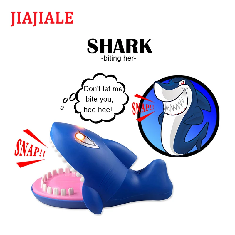

Interesting toy shark biting fingers were tricky practical joke parent-child interaction family children's party for toys