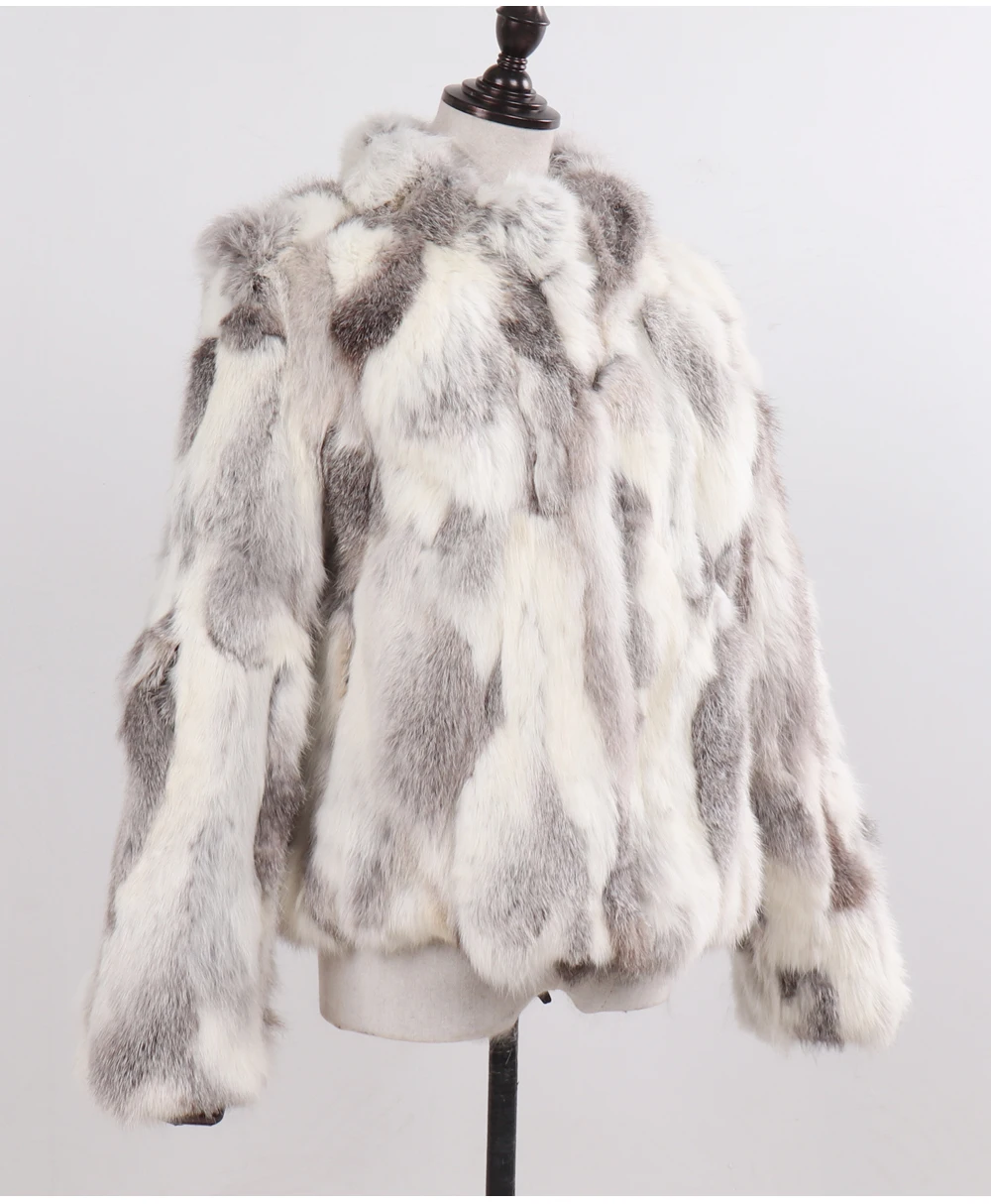 Стиль шуба из натурального кроличьего меха, Женская куртка из натурального кроличьего меха, Дамское зимнее меховое пальто, индивидуальный большой размер, воротник-стойка