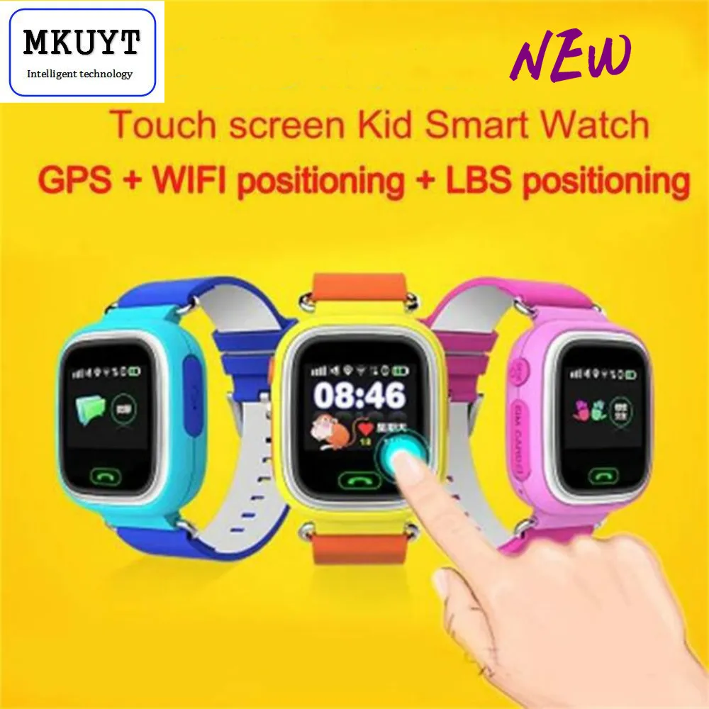 Free Shipping Q90 GPS Phone Positioning Fashion Children font b Watch b font 1 22 Inch