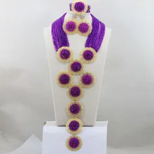 Luxury Purple Mix Golden Jewelry Set Party Costume Jewelry Sets Wholesale Free Shippinghx212
