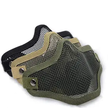 

Black/Green/Khaki Half Face Steel Mesh Protective Mask Tactical 2-Belt V1