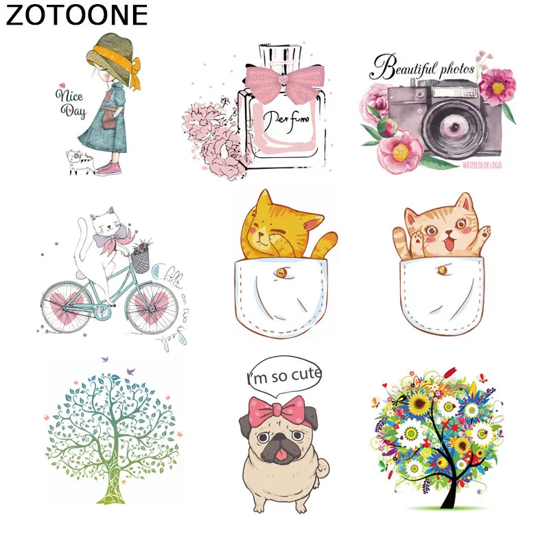 

ZOTOONE Iron on Patches Cartoon Animal DIY Heat Transfer Patches for Clothing Applique Baby Clothes Decoration Combination E