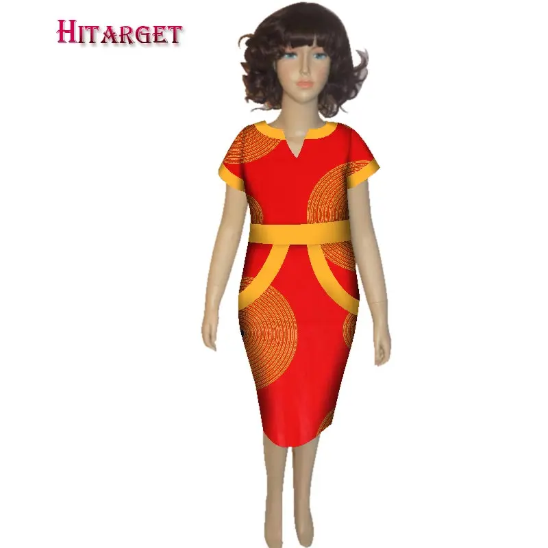 

African autumn children's dress kid's stitching traditional cotton v-neck dashiki dress African print girl natural dress WYT189