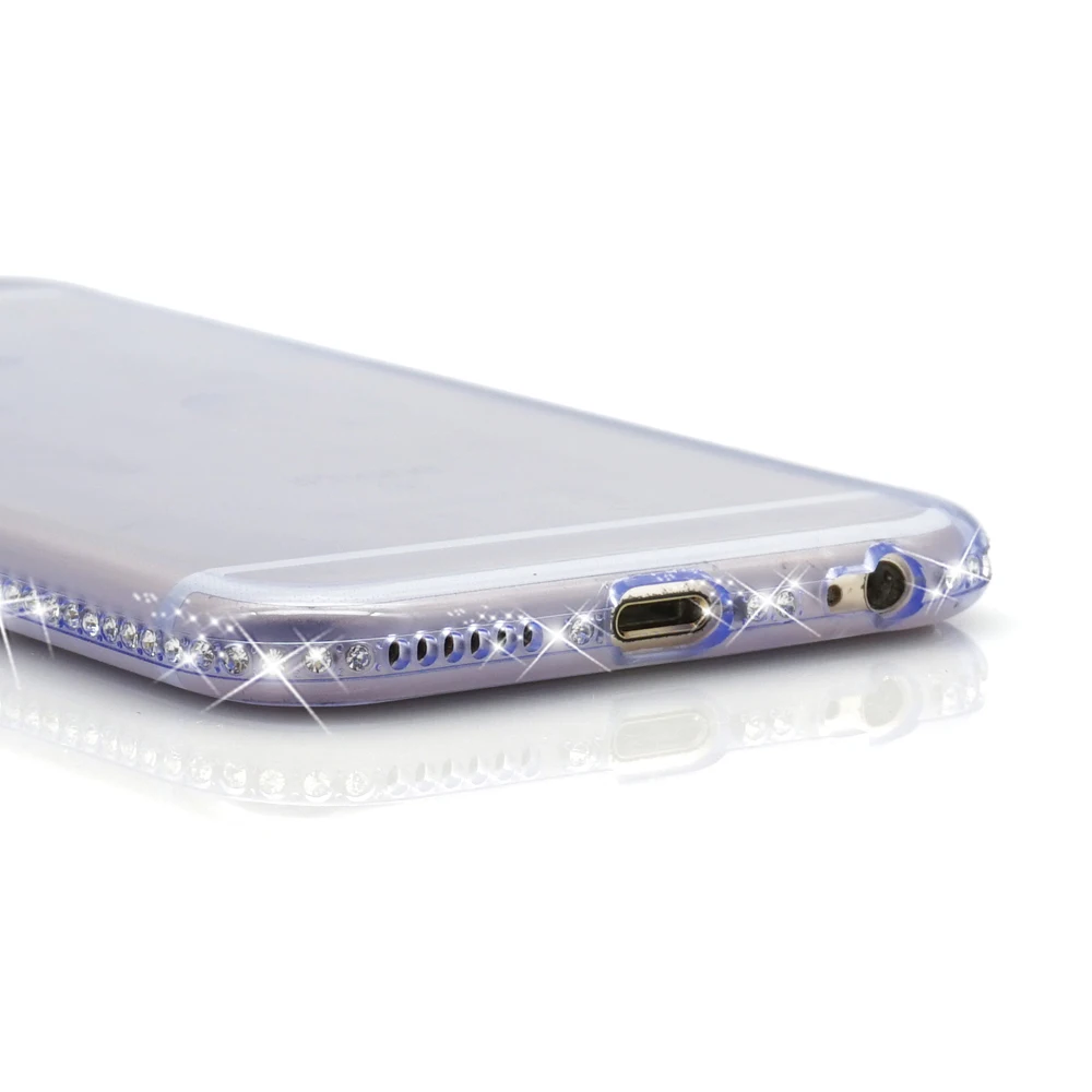 Чехол Portefeuille для iPhone X Блестящий Мягкий силиконовый чехол со стразами 7 8 6 6S Plus 5 5S SE