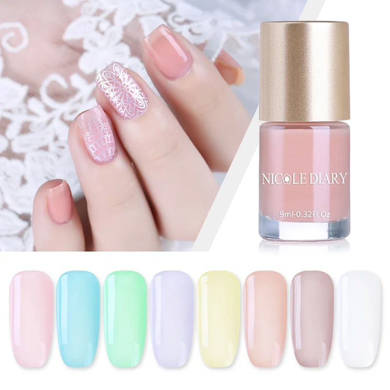 

NICOLE DIARY 9ml Translucent Jelly Nail Polish Oil Based Nail Art Lacquer Manicure Varnish Polish 8 Colors