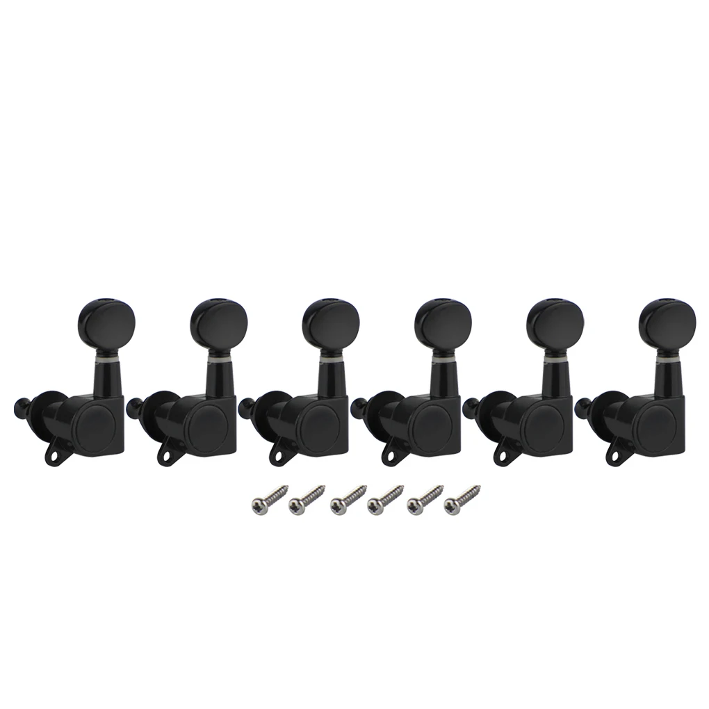 

FLEOR 6pcs 6-in-line Guitar Strings Tuning Keys Pegs Machine Head Tuners 6L Black for Left Handed Strat Tele Style Guitar