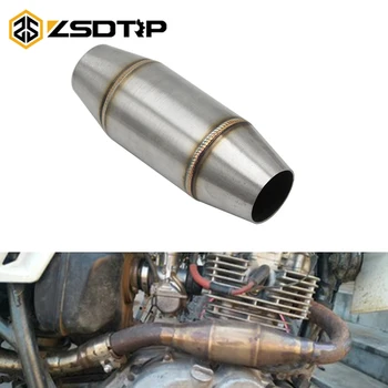 

ZSDTRP Motorcycle Catalyst Exhaust Expansion Chamber Middle Tube Link Pipe Silencer Noise Sound Eliminator Escape Moto Stainless