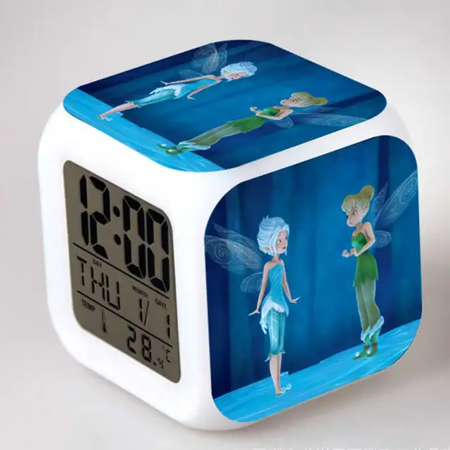 Hot item Cute Tinker Bell Fairy Figure LED Alarm Electric Clock Kid