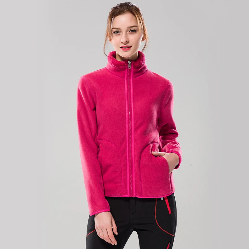 Двухсторонняя одежда флисовые куртки 2017 осенняя Женская Толстая флисовая куртка