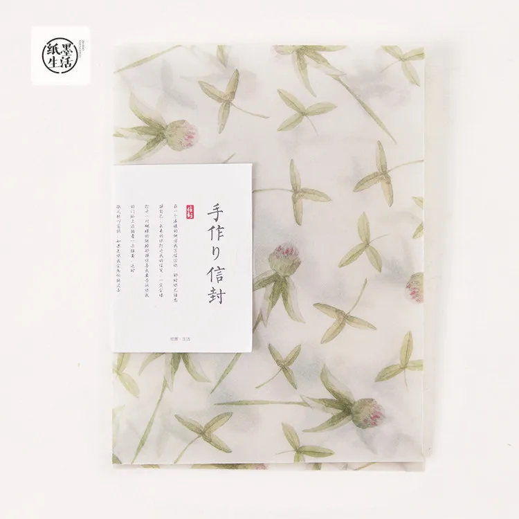 3 конверта и уплотнительные наклейки/упаковка Ретро Карта цветок серии пергамент бумажный конверт подарок корейские канцелярские принадлежности - Цвет: 4