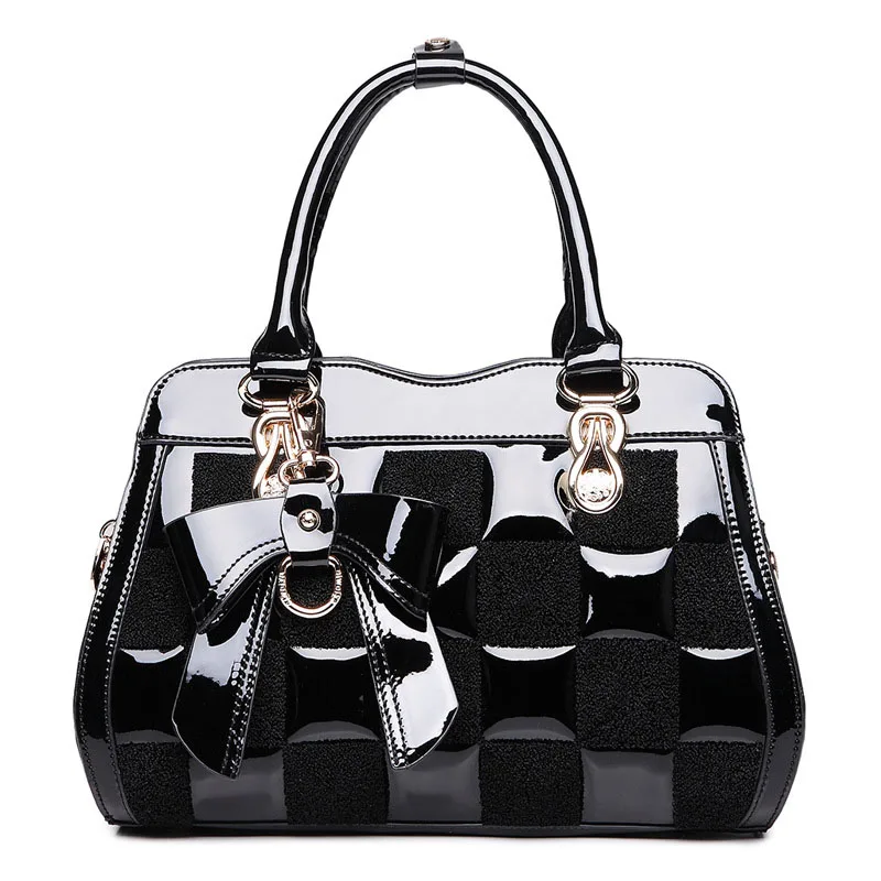 

Designer Women Handbags Patent Leather Shoulder Bag with Bow-knot Female Evening Party Bags Crossbody Messenger Totes sac a main