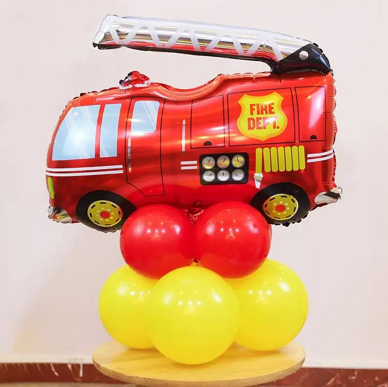 Большой автомобиль фольги Воздушные шары поезд грузовик школьный автобус воздушные шары детский день Колонка автомобили подарки с днем рождения украшения детские игрушки - Цвет: Fire truck